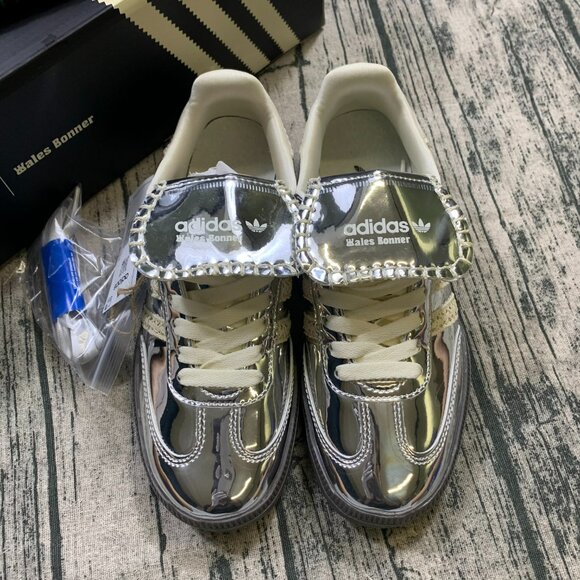 New Adidas Samba x Wales Bonner Silver Metallic Women Sneaker - Picture 11 of 11